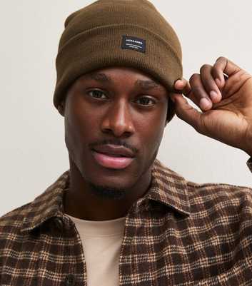 Jack & Jones Dark Brown Logo Patch Beanie