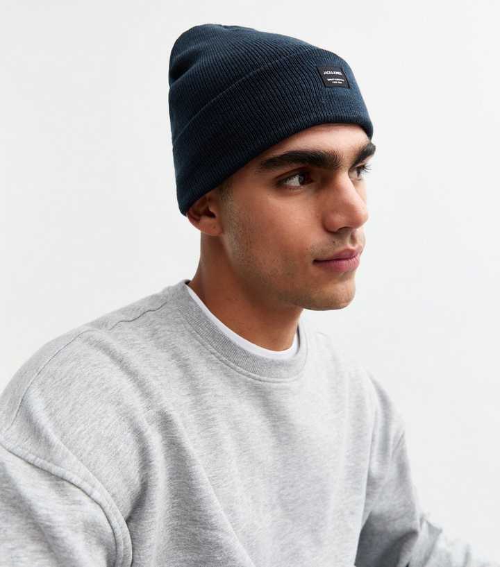 Jack Jones Navy Knit Beanie Hat