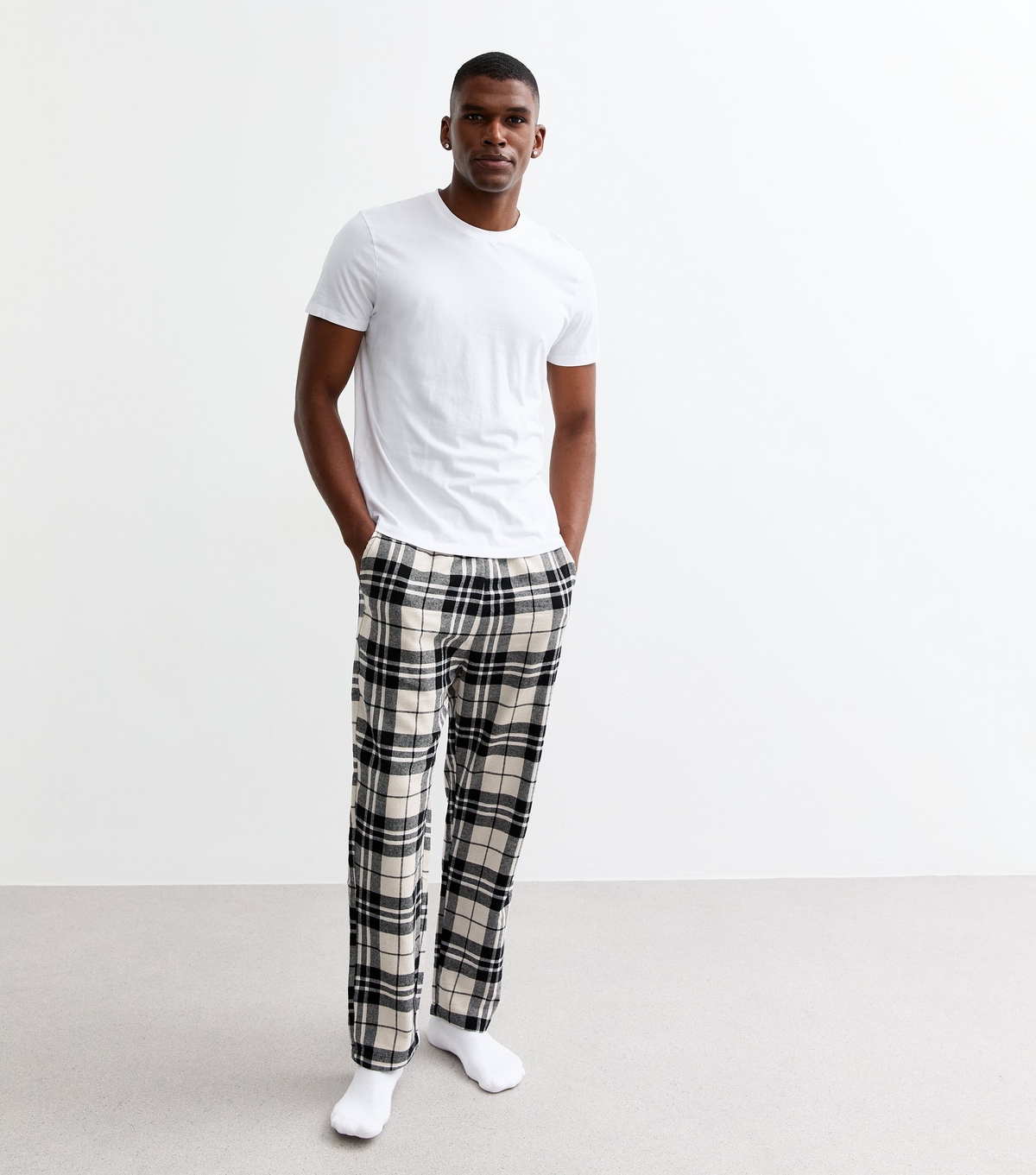 Men's Off White Regular Checked Pyjama Bottoms Jack & Jones New Look