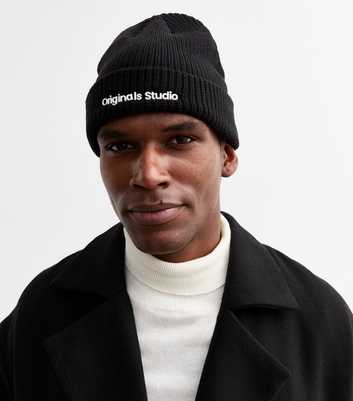 Jack & Jones Black Knit Beanie Hat