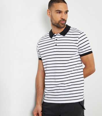 Threadbare White Striped Polo Shirt 