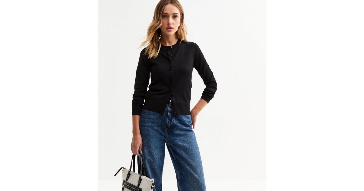 RIBBED CREW NECK BUTTON UP OVERSIZED CARDIGAN