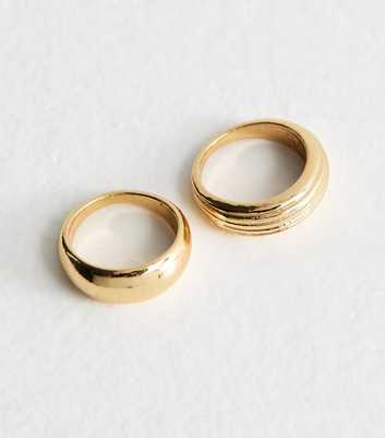 Pack of 2 Gold Tone Dome Rings