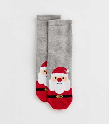 Grey Christmas Santa Socks