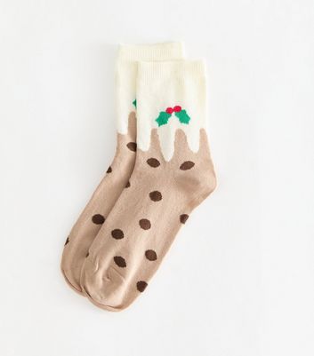 1 Pair Of Christmas Pudding Socks New Look