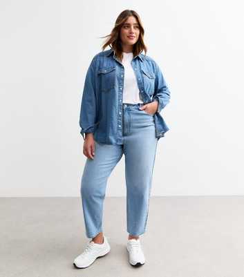 Curves Light Blue High Waist Mom Jeans