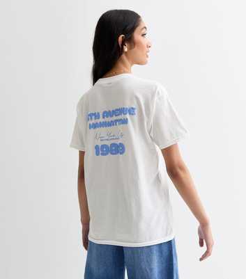 Girls White Manhattan Logo Longline T-Shirt