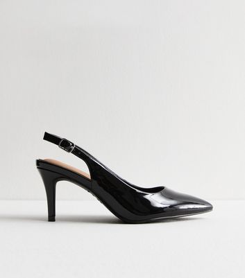 Black patent slingback heels on sale