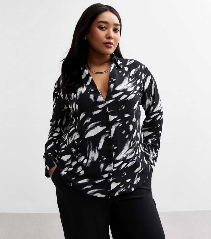 Black Abstract Print Shirt | New Look