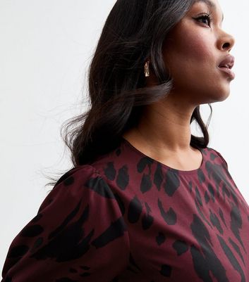 Curves Red Animal Print Satin Midi Dress New Look