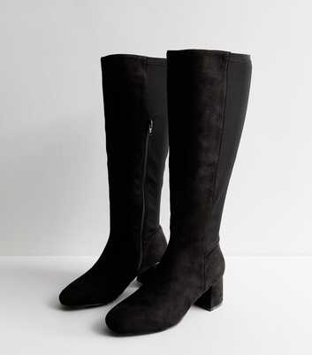 Wide Fit Black Gold Trim Knee High Boots