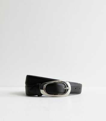 Black Faux Leather Buckle Belt