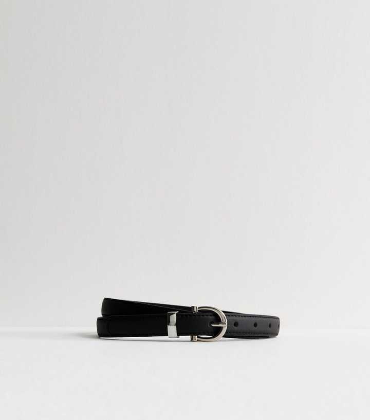 Black Skinny Faux Leather Belt