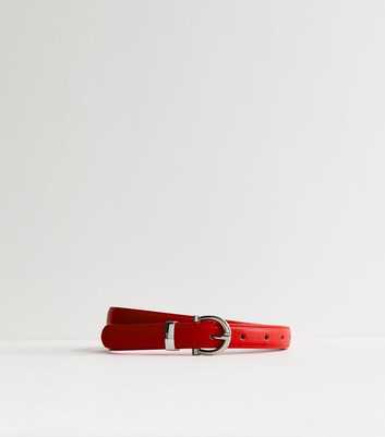 Red Skinny Faux Leather Belt