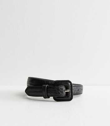 Black Skinny Faux Leather Belt