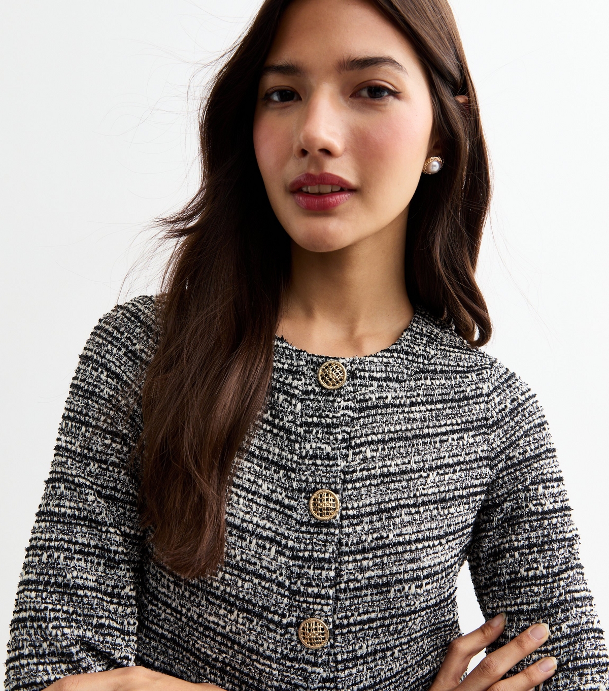 Women's Black Metallic Boucle Jersey Cardigan New Look