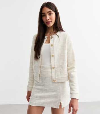 Cream Bouclé Jersey Cardigan