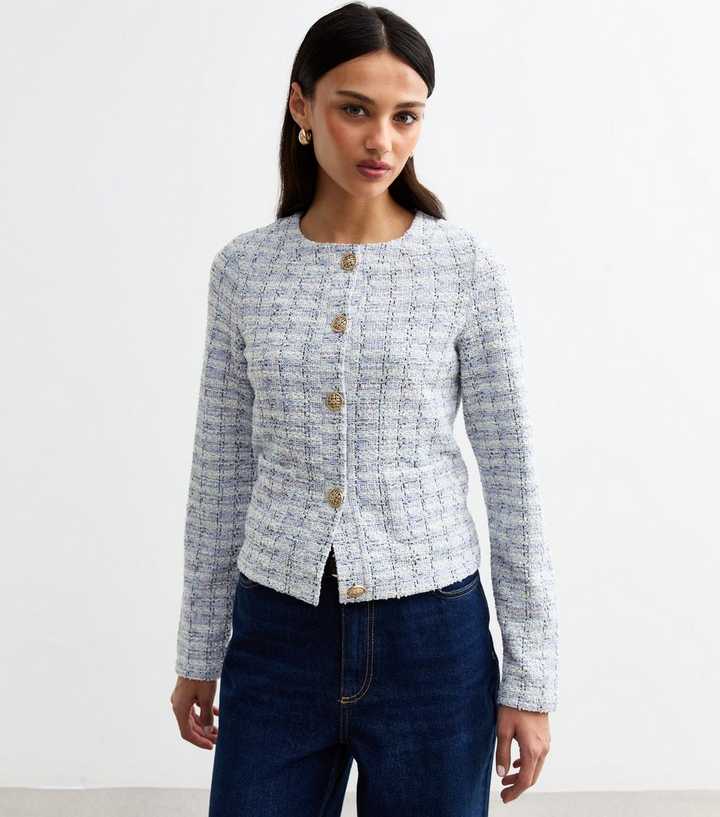 Blue Boucle Jersey Cardigan 
