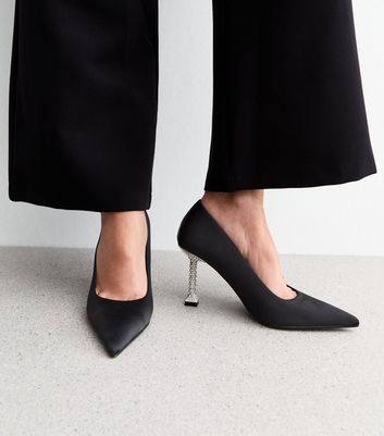 Black satin shoes uk on sale