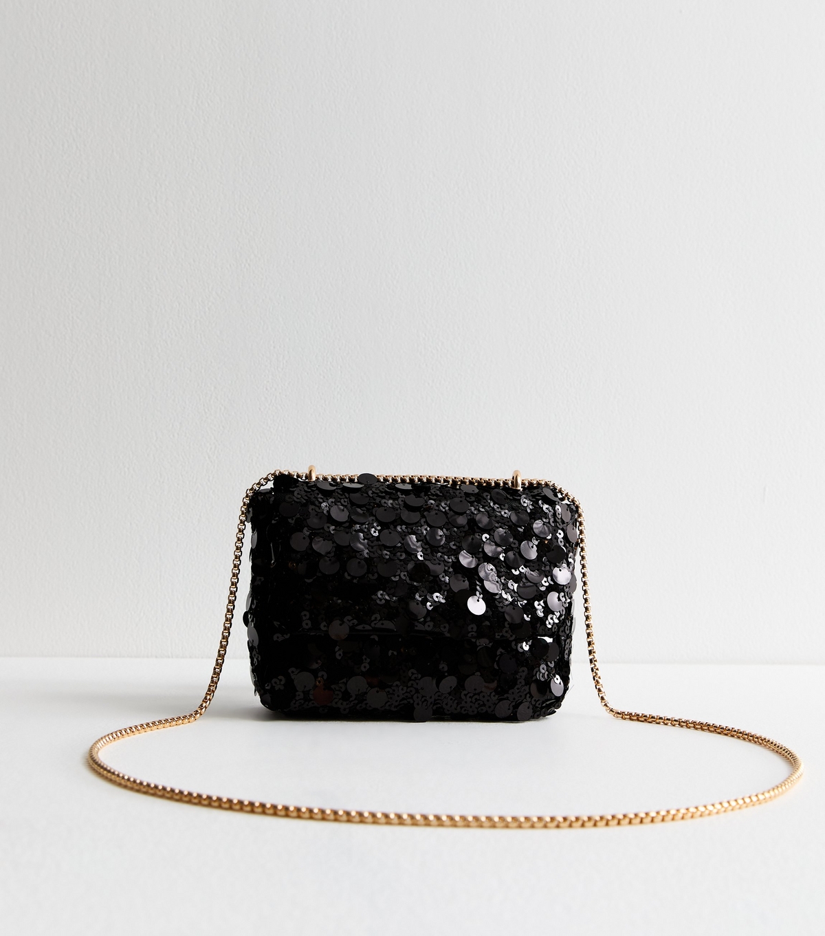 Black Sequinned Crossbody Bag Vegan New Look