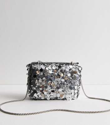 Silver Sequinned Crossbody Bag