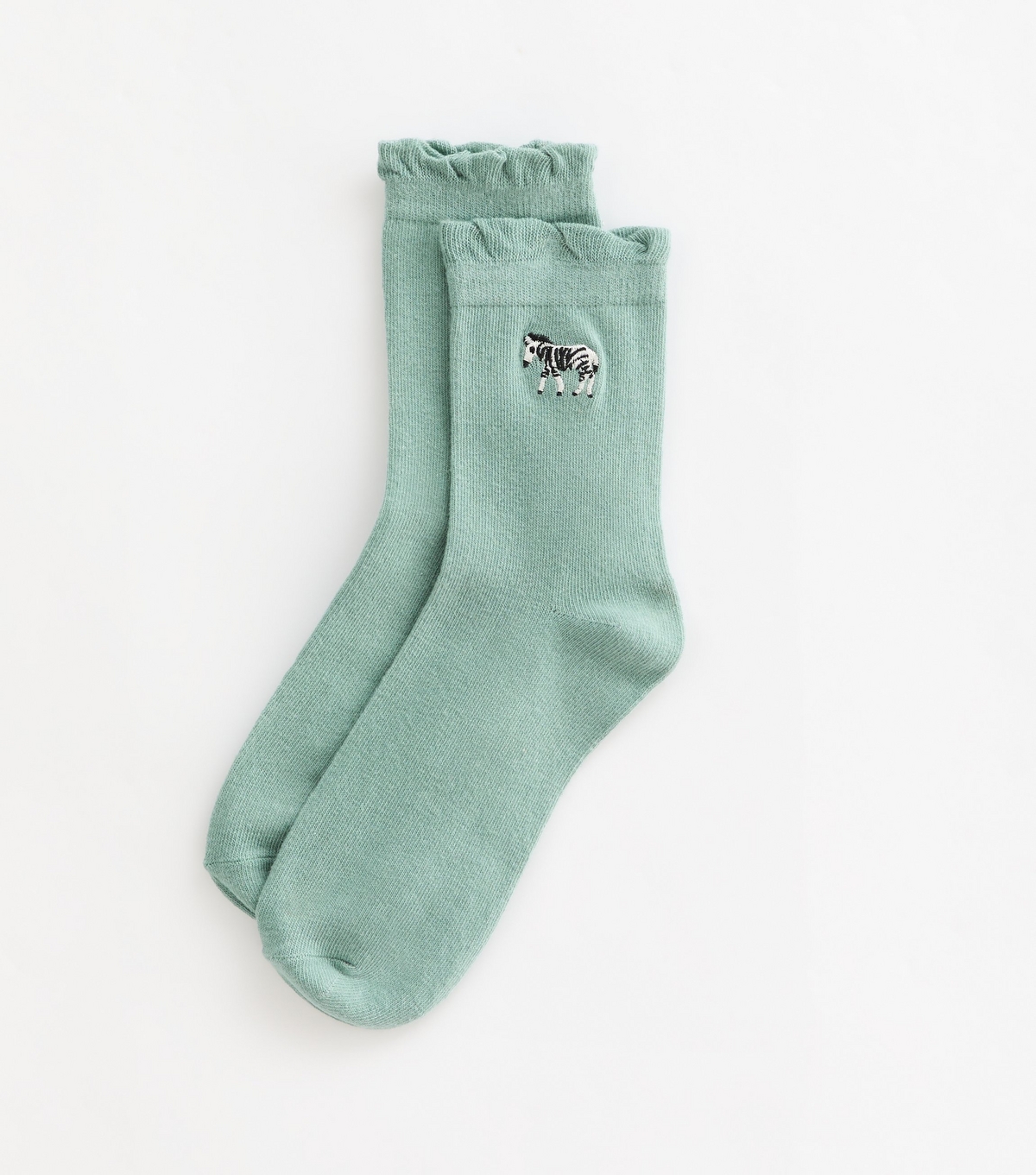 Green Zebra Embroidered Socks New Look