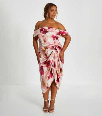 QUIZ Curves Pink Marble Midi Dress