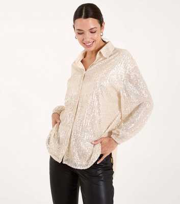 Blue Vanilla Cream Sequin Long Sleeve Shirt