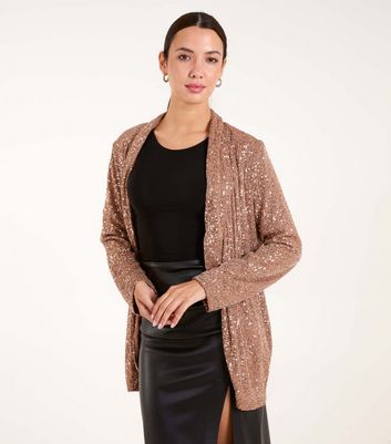 Blue Vanilla Bronze Sequin Cardigan New Look