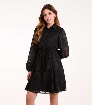 Blue Vanilla Black Jacquard Mini Dress