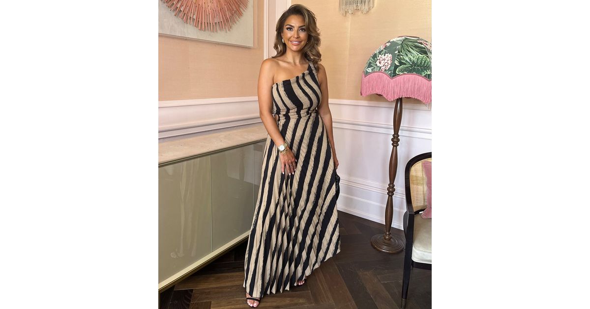 AX Paris Beige Striped One Shoulder Midaxi Dress New Look