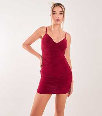 Pink Vanilla Red Twisted Neckline Jersey Mini Dress