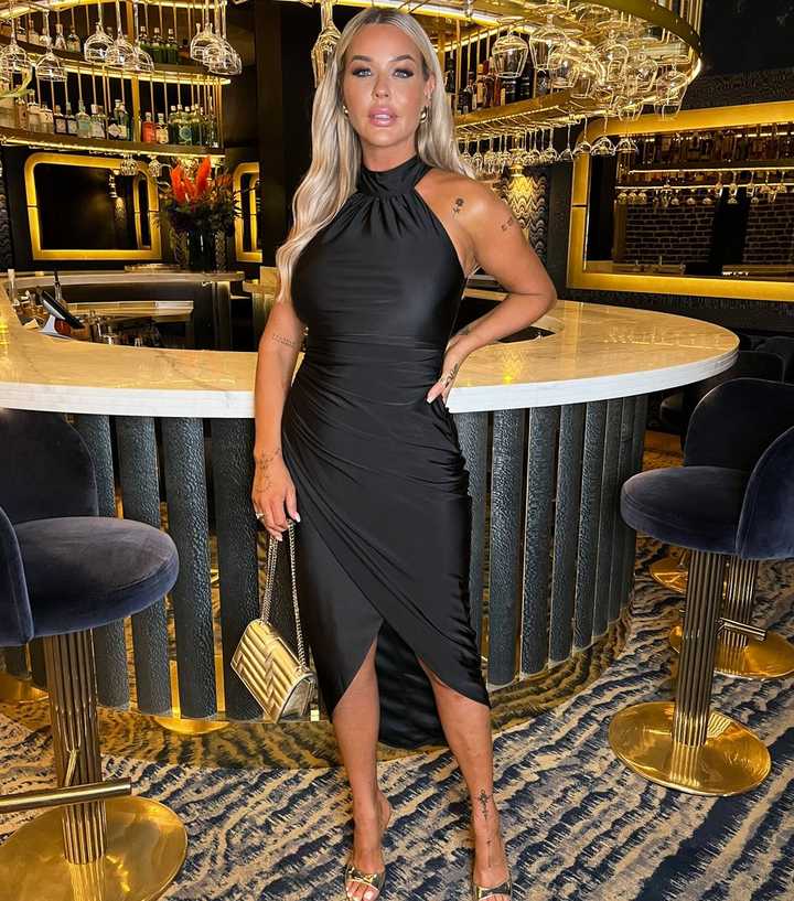 ax paris black dress AX Paris Black Sequin One Sleeve Choker Mini Dress  She Selected
