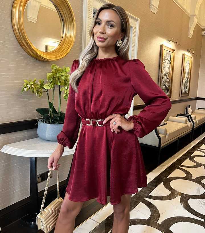 burgundy prom dresses with slits Sexy Deep V Neck Tulle High Slit Burgundy Prom Dress Evening Dress Custom Size / As Picture
