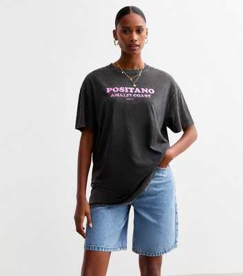 Dark Grey Cotton Positano Oversized T-Shirt