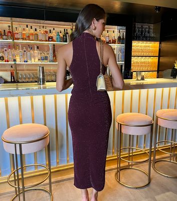 Plum bodycon midi dress online