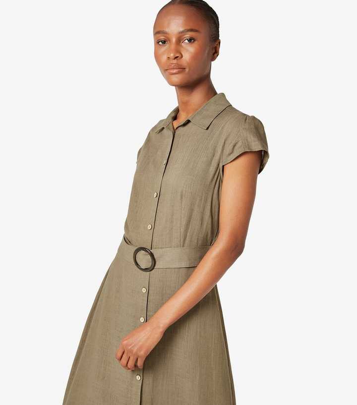 chinese dress ladies Black Linen-Blend Button Down Midi Skirt