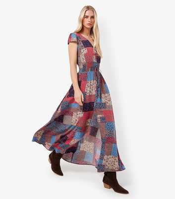 Apricot Pink Patchwork Print Maxi Dress