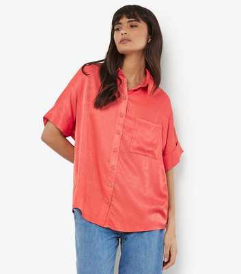 Apricot Red Collared Pocket Front Resort Shirt