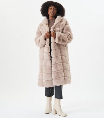 Gini London Pale Pink Tiered Faux Fur Coat New Look