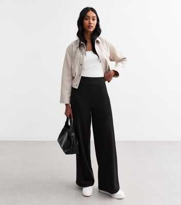 Black Wide Leg Jersey Trousers