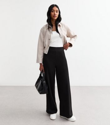 Black Wide Leg Jersey Trousers | New Look