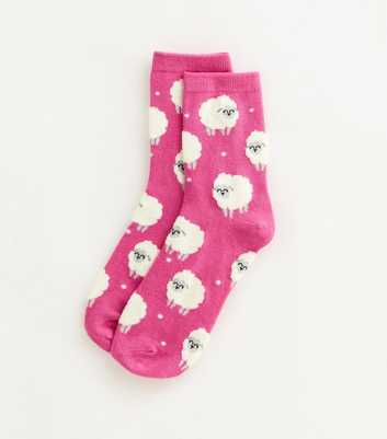 Pink Bouclè Sheep Socks