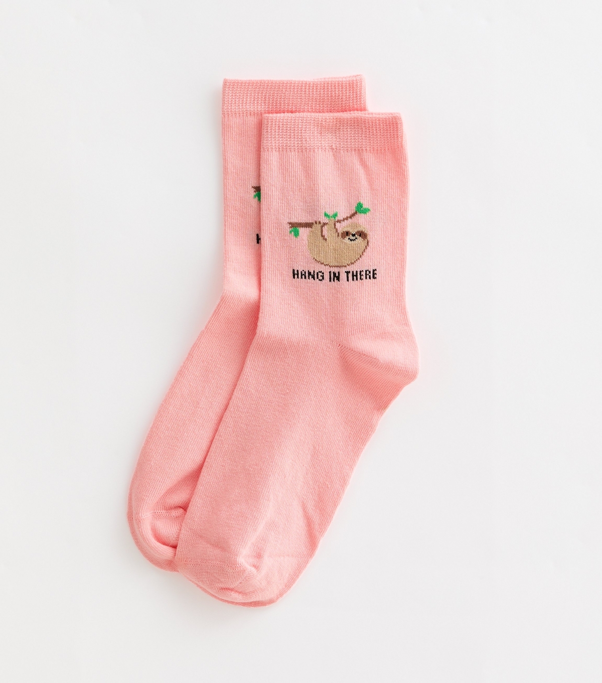 Pink Hang In There Sloth Cotton Blend Socks New Look