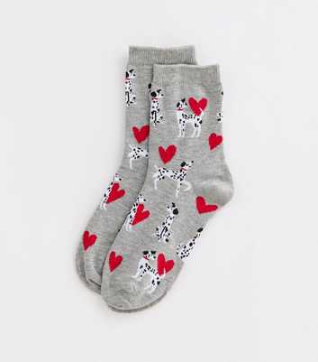 Grey Dalmatian Illustration Socks