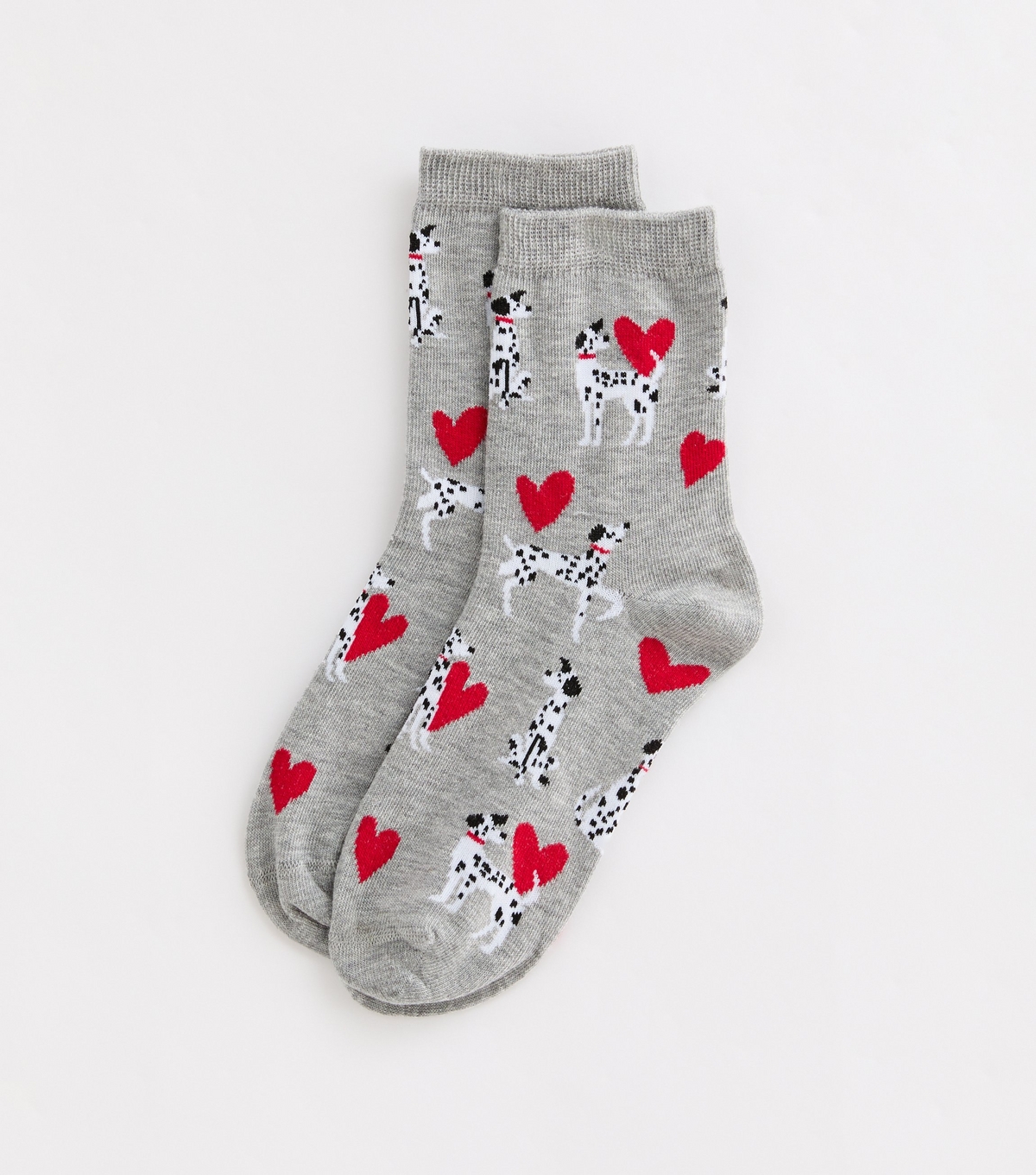 Grey Dalmatian Illustration Socks New Look