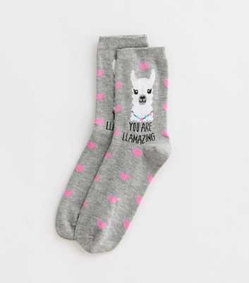 Grey You Are Llamazing Socks 