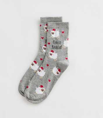 Grey Christmas Fleece Navidad Socks