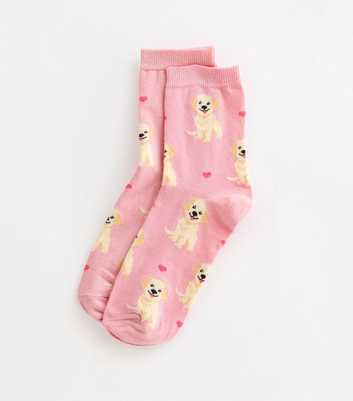 Pink Labrador Illustration Socks