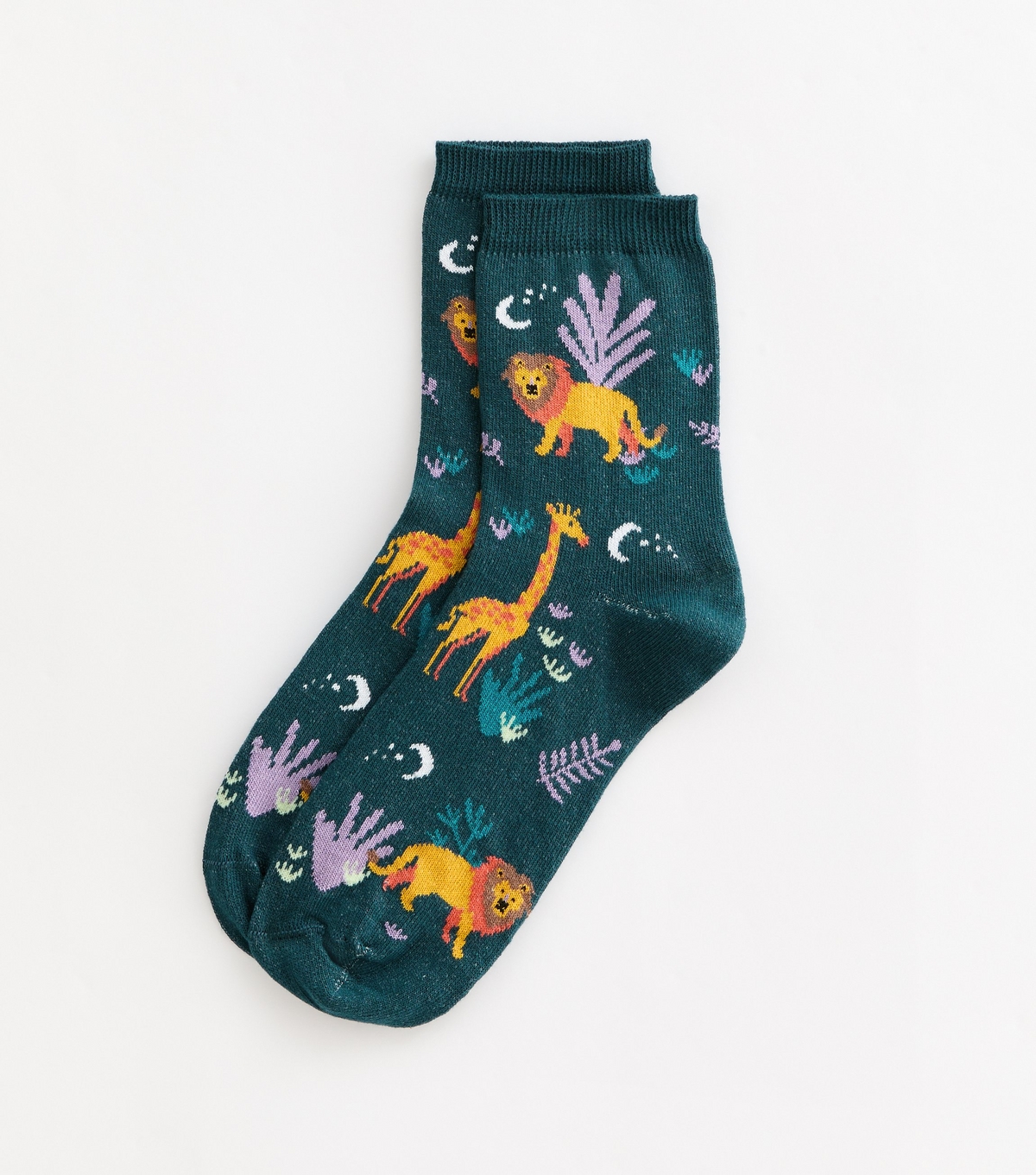 Green Animal Illustration Socks New Look